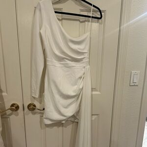 Windsor White One-Shoulder Draped Dress